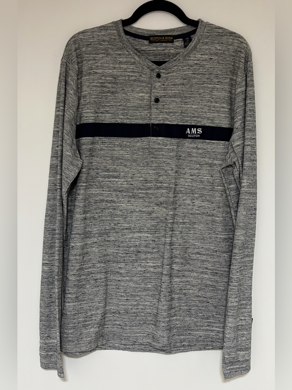 Scotch & Soda Men’s Long Sleeve Gray Marled Knit Shirt Size XL
